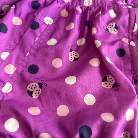 Vintage Purple Girls‎ Raincoat Sz 3 Ladybug Polkadot Playful Hooded Toddler Bugs - Picture 4 of 4